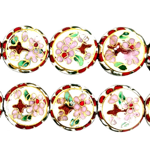 CLOISONNE COIN 19MM WHITE